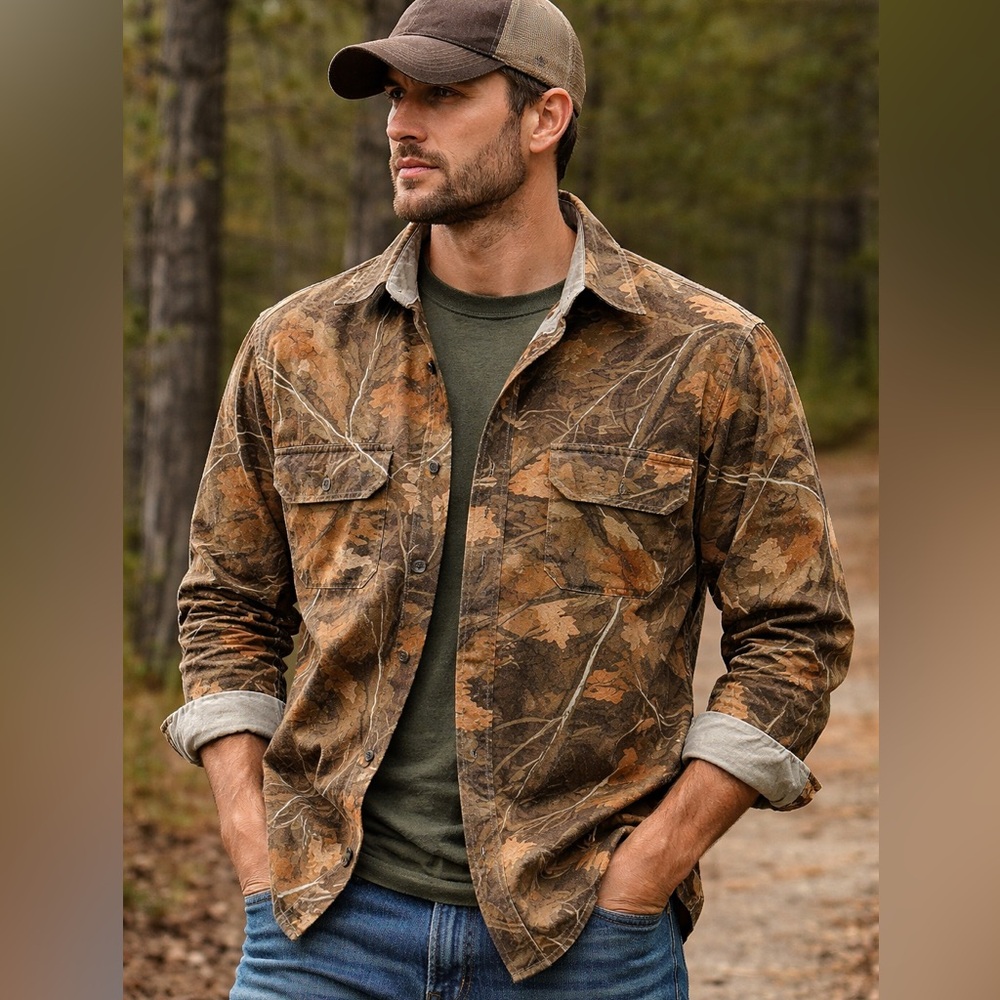 Vintage 90'S Cabela's Realtree Camo Long Sleeve Work Shirt Made in USA Hunting